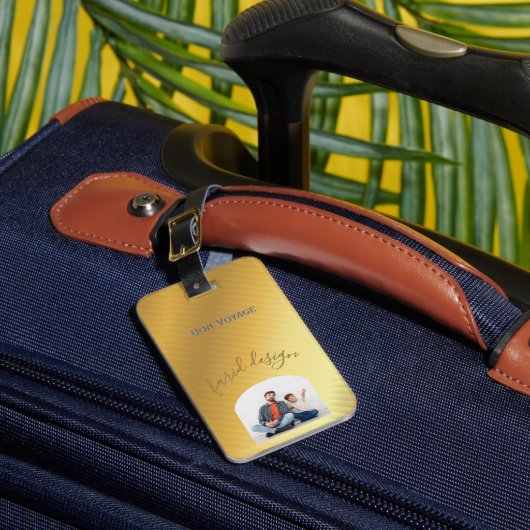 Luxury Gold Gradient Custom Photo & Name Gepäckanhänger (Vorderseite Insitu 1)