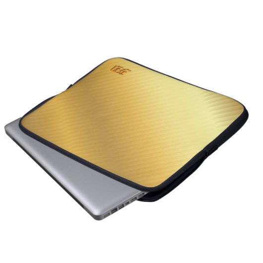 Luxury Gold Gradient Monogram Personalized Laptopschutzhülle (Vorne Knopf)