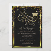 Luxury Gold Graduation Cap Diamonds Abschluss Einladung (Vorderseite)