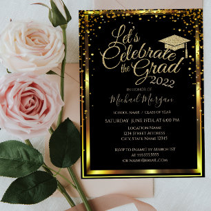 Luxury Gold Graduation Cap Diamonds Abschluss Einladung