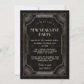 Luxury Gold Great Gatsby 20's New Year's Eve Party Einladung (Vorderseite)