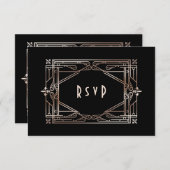 Luxury Gold Great Gatsby Art Deco 20er Hochzeit RSVP Karte (Vorne/Hinten)