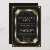 Luxury Gold Great Gatsby Black 20s New Year Party Einladung (Vorne/Hinten)