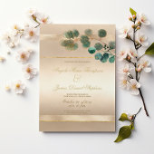 Luxury gold green eucalyptus leaves wedding  einladung