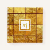 Luxury Gold Grid Sparkle Monogram Square Notizblock (Vorderseite)