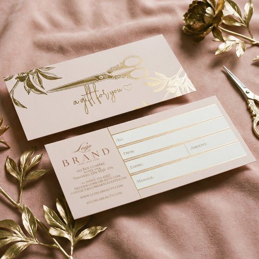 Luxury Gold Hair Salon Studio Gift Certificate 