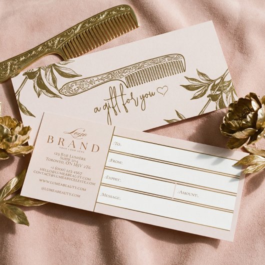 Luxury Gold Hair Salon Studio Gift Certificate