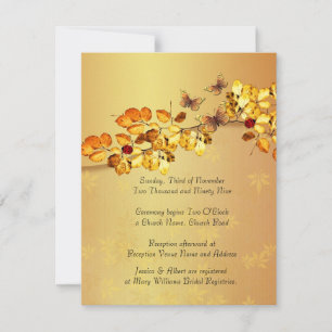 Luxury Gold Herbst Butterfly Hochzeit Einladung