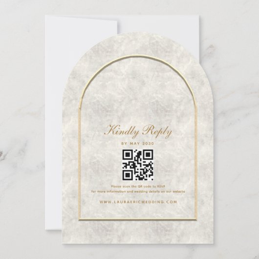 Luxury Gold Hochzeit Einladung mit QR Code (Rückseite)