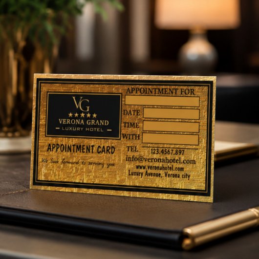 Luxury Gold Hotel Appointment Card Terminkarte