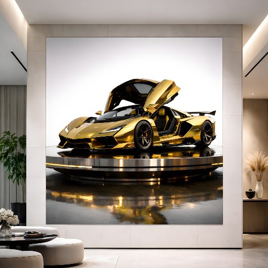 Luxury Gold Hypercar Futuristic Supercar Artwork Karte