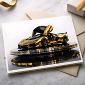 Luxury Gold Hypercar Futuristic Supercar Artwork Karte