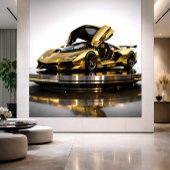 Luxury Gold Hypercar Futuristic Supercar Artwork Karte