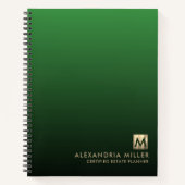 Luxury Gold Initial Logo Emerald Green Notizblock (Vorderseite)