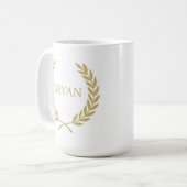 Luxury Gold Laurel Wreath Monogram Kaffeetasse (Vorderseite Links)