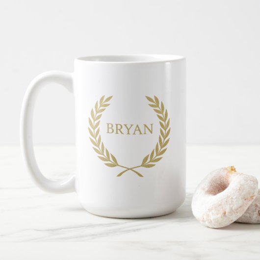 Luxury Gold Laurel Wreath Monogram Kaffeetasse (Mit Donut)