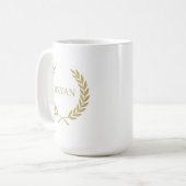 Luxury Gold Laurel Wreath Monogram Kaffeetasse (Vorderseite Links)
