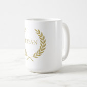 Luxury Gold Laurel Wreath Monogram Kaffeetasse (VorderseiteRechts)