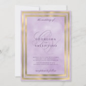 Luxury gold lavender monogram initials wedding einladung (Vorderseite)
