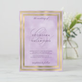 Luxury gold lavender monogram initials wedding einladung (Stehend Vorderseite)