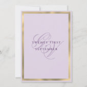 Luxury gold lavender monogram initials wedding einladung (Rückseite)