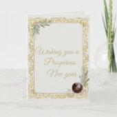 Luxury Gold Leaf & Pine Elegant New Year Folded Gr Karte (Vorderseite)