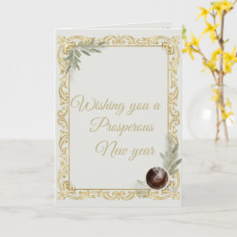 Luxury Gold Leaf & Pine Elegant New Year Folded Gr Karte