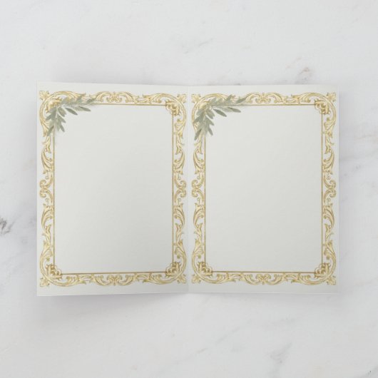 Luxury Gold Leaf & Pine Elegant New Year Folded Gr Karte (Innenseite)