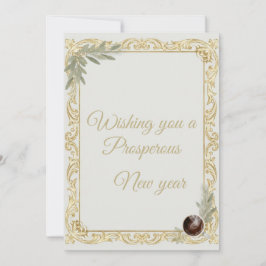 Luxury Gold Leaf & Pine Elegant New Year Greeting  Einladung