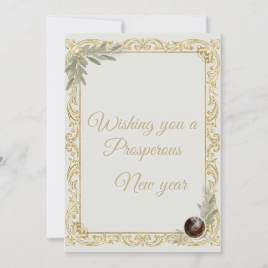 Luxury Gold Leaf & Pine Elegant New Year Greeting  Einladung (Vorderseite)