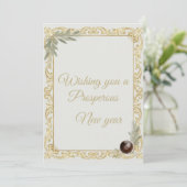 Luxury Gold Leaf & Pine Elegant New Year Greeting  Einladung (Stehend Vorderseite)