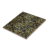 Luxury Gold Leaf Storybook Black Silver Fliese (Seite)