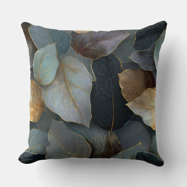 Luxury Gold Leaf Throw Pillow Kissen (Vorderseite)