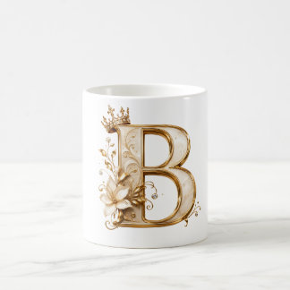 Luxury Gold Letter B Monogram with Crown & Lily Fl Kaffeetasse