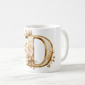 Luxury Gold Letter D Monogram with Crown & Lily Fl Kaffeetasse (VorderseiteRechts)