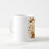 Luxury Gold Letter D Monogram with Crown & Lily Fl Kaffeetasse (Vorderseite Links)