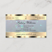 Luxury Gold Light Blue Pearl Glitzer und Monogram Visitenkarte (Rückseite)