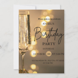 Luxury Gold Lights Birthday Invitation Dankeskarte