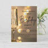 Luxury Gold Lights Birthday Invitation Dankeskarte (Stehend Vorderseite)