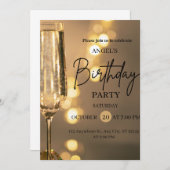 Luxury Gold Lights Birthday Invitation Dankeskarte (Vorne/Hinten)