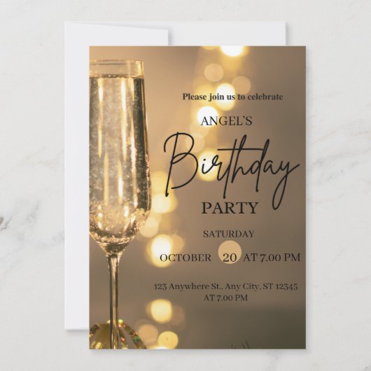 Luxury Gold Lights Birthday Invitation Einladung (Vorderseite)