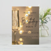 Luxury Gold Lights Birthday Invitation Einladung (Stehend Vorderseite)