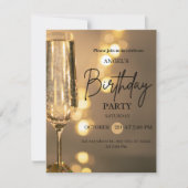 Luxury Gold Lights Birthday Invitation Einladung (Vorderseite)