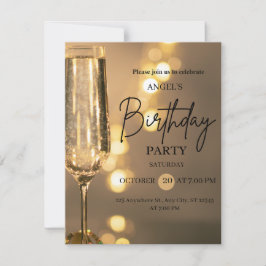 Luxury Gold Lights Birthday Invitation Einladung