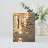 Luxury Gold Lights Birthday Invitation Feiertagspostkarte (Stehend Vorderseite)