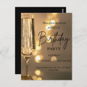 Luxury Gold Lights Birthday Invitation Postkarte (Vorne/Hinten)