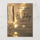 Luxury Gold Lights Birthday Invitation Postkarte (Vorderseite)