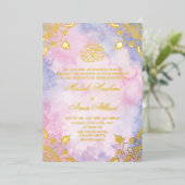 Luxury Gold Lila & Pink Islamische Hochzeit Folieneinladung (Stehend vorne)