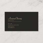 Luxury Gold Line Art Rose Floral Midnight Black Visitenkarte (Rückseite)