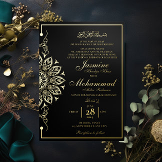Luxury Gold Mandala Muslim Wedding Nikah Folieneinladung